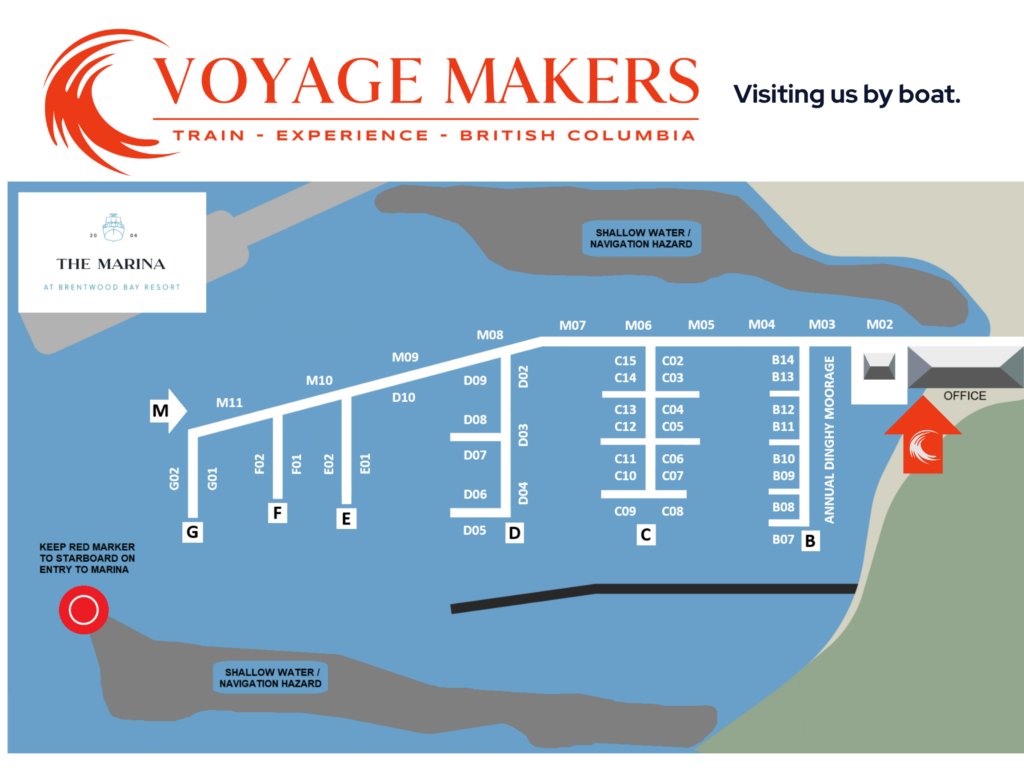 Moorage map for The Marina at Brentwood Bay Resort